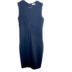 Calvin Klein Women's Dress Size 4 - Black VGC Ribbed Stretch Business Cocktail